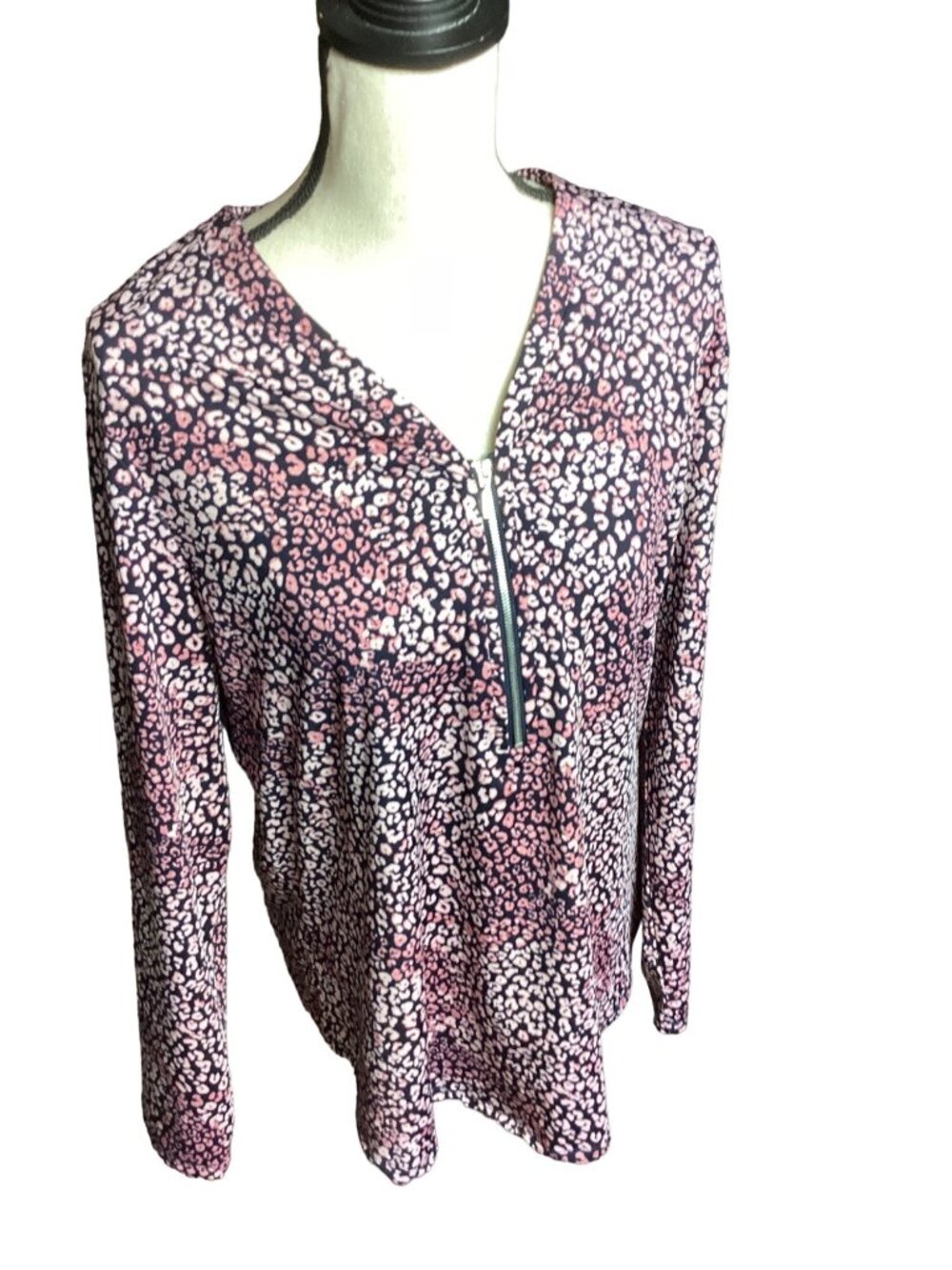 Women’s Nanette Lepore *1/4 Zip Pullover Top * Size Large * Lilac and Pink *EUC